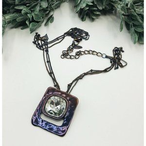 Necklace gradient shades of purple with large gem in center by VCLM 20" length